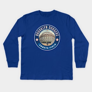 Brooklyn Dodgers Ebbets Field by Buck Tee Kids Long Sleeve T-Shirt